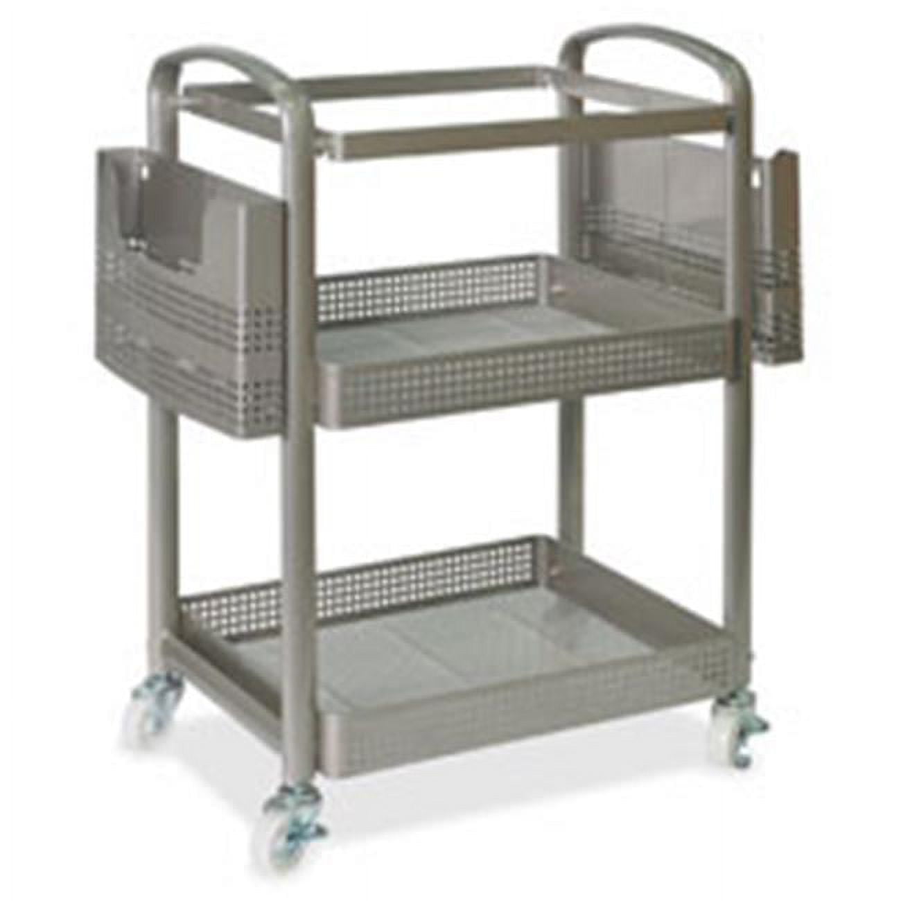Champagne Metal Mobile File Cart with Side Pockets