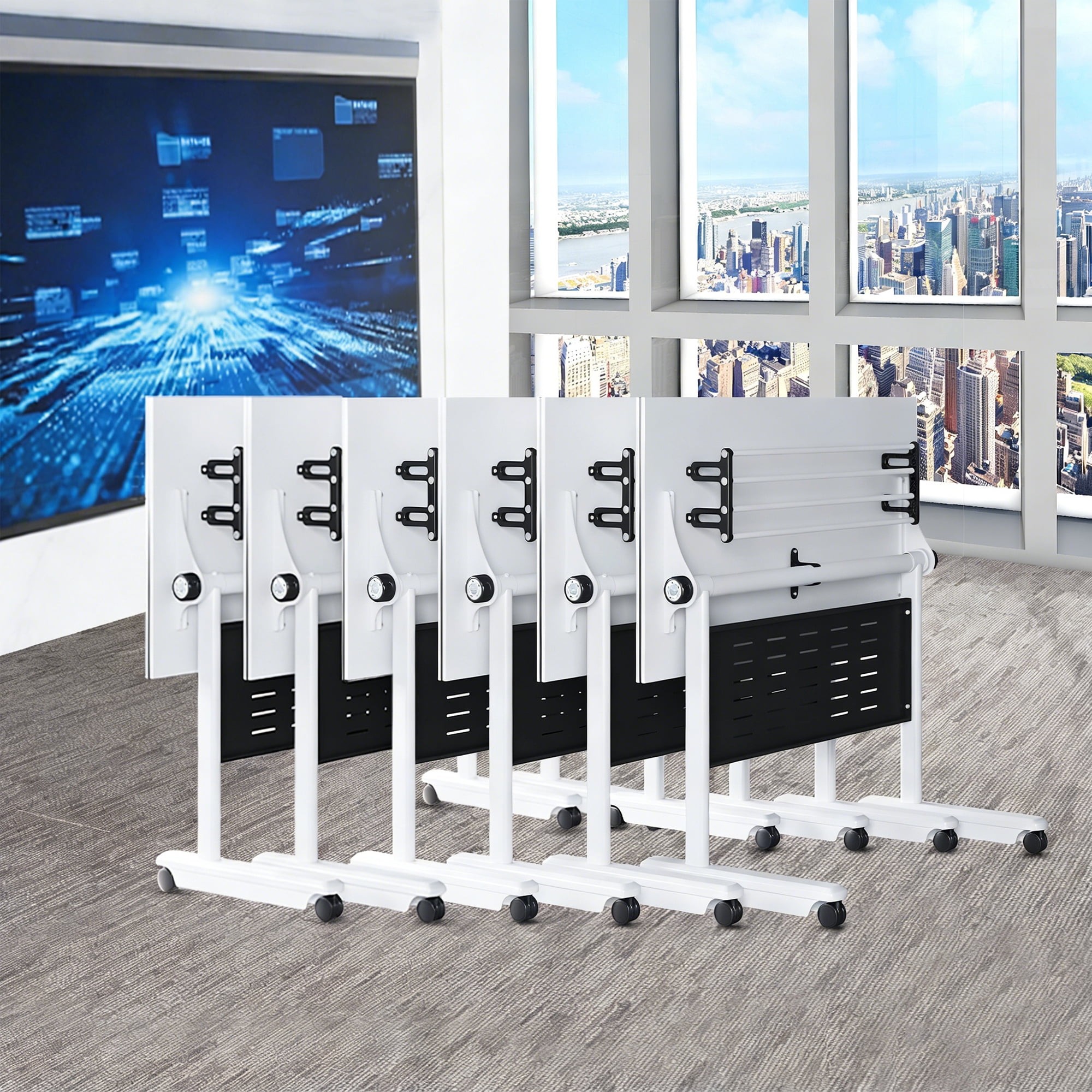 Mobile Flip-Top Folding Conference Table with Locking Wheels, Heavy ...
