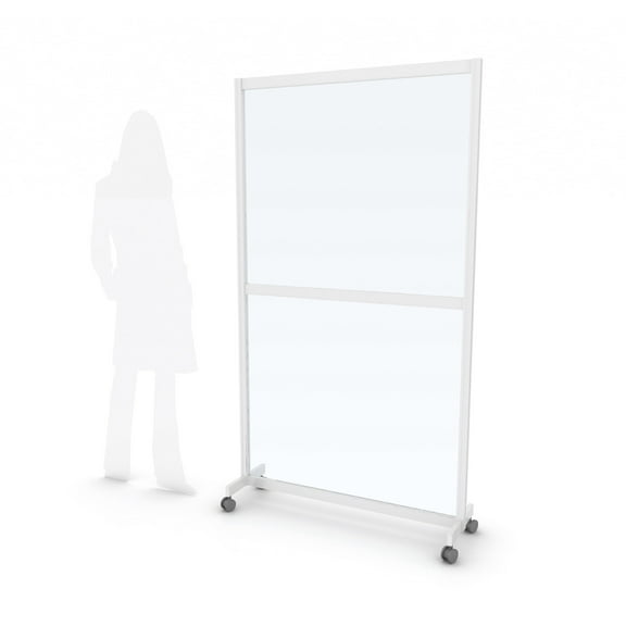Mobile Floor Partition Rigid Anodized Aluminum Frame single panel - CLEAR - 40L" x 22W" x 72H"