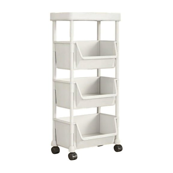 Mobile Floor Standing Desk Storage Rack with Wheels Multi Tiered Removable Plastic Small Bookcase Cart for Home Office Kitchen Bathroom Organization