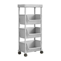Mobile Floor Standing Storage Rack, Multifunctional Bookcase with Wheels, Removable Plastic Organizer for Home, Office, Kitchen, and Dorm, Multi-Tiered Storage Solution