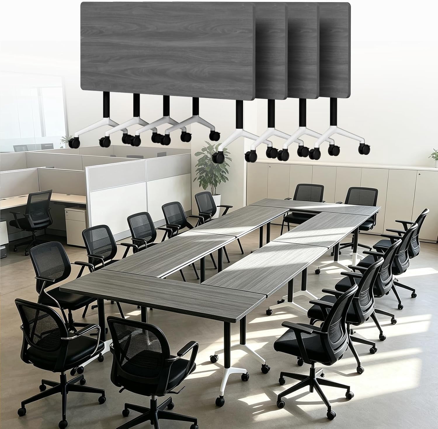 Mobile Folding Conference Table with Wheels (Grey, 61IN, 4) - Walmart.com