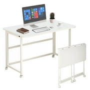 Mobile Folding Desk Rolling Compact Laptop Desk, Foldable Computer Desk with Wheels for Small Space