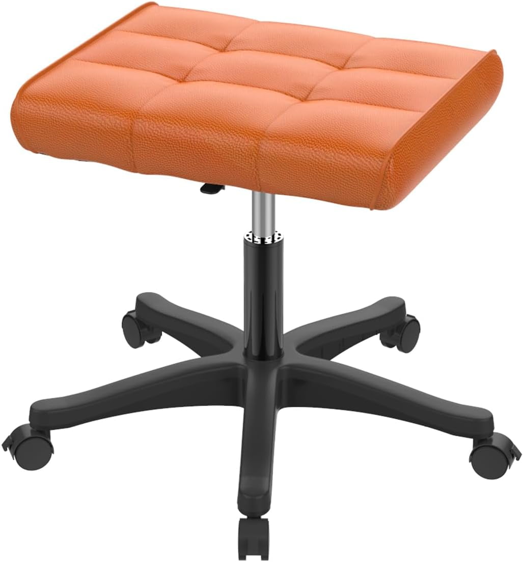 Mobile Footrest Stool, MultiUse Stool with Lockable Wheels, Under Desk