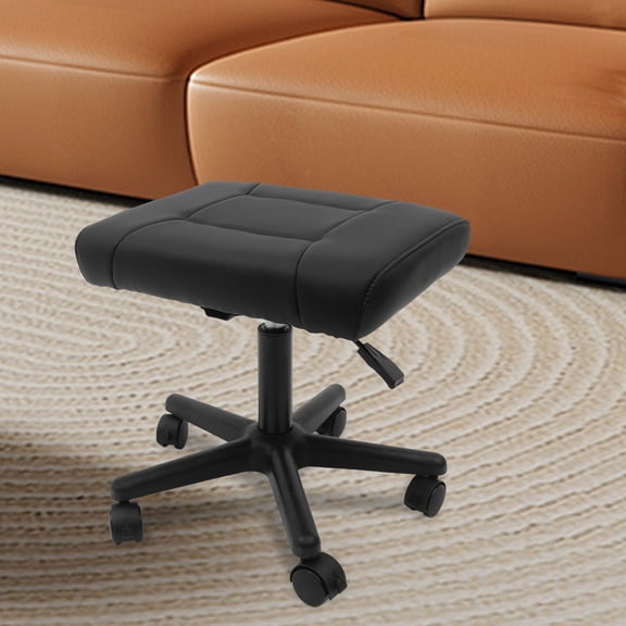 Mobile Footrest with Wheels Ergonomic Foot Rest 5-20'' Adjustable Height Rolling Stool Footstool Black