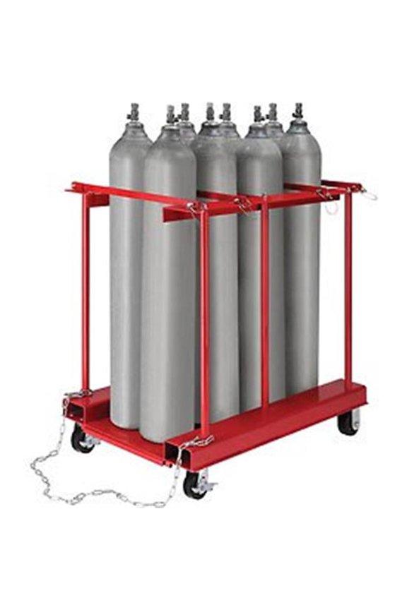 Mobile Forkliftable 8 Cylinder Storage Caddy - Red