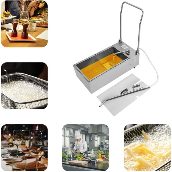 Mobile Fryer Filter 55L/14.5 Gallon Capacity Oil Filtration System 370W Fryer Filter Frying Oil Filtering System with Oil Hose 110V 60Hz