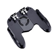 Mobile Game Controller with Cooling Fan and Stand for 6.5 Inch Phones, Six Finger Linkage Trigger Buttons, Capacitive Conductive Silicone, Ergonomic Grip, Low Lag Tap Fire for PUBG Gaming