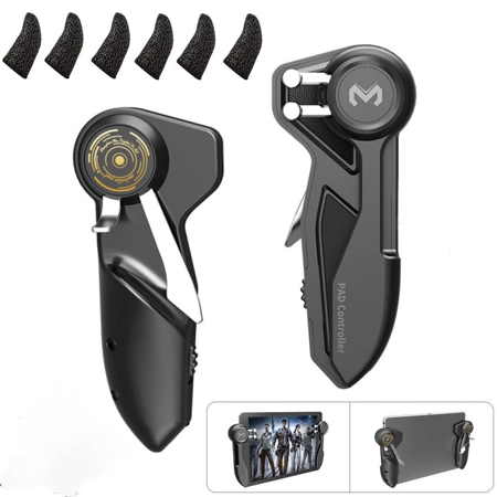 Mobile Game Controller for iPad/Tablets Hand Grip for PUBG/Knives Out/Fortnite/Call of Duty, Mobile Gaming Triggers with 6 PCS Finger Sleeves-Black