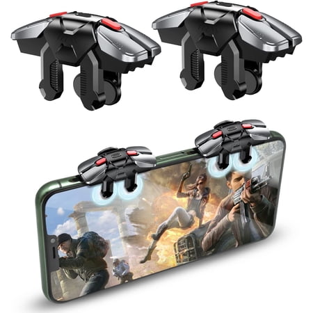 Mobile Gamimg Trigger, Cellphone Game Controller for iPhone Android, 6 Fingers Linkage Gaming Joystick, with Sensitive Shoot &Aim Trigger for Knives Out/Rules of Survival