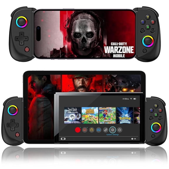 Mobile Gaming Controller for iPad/Tablet[Within 5-10"] Wireless Gamepad iPhone/Android/PC/Switch/PS4, with RGB Hall Effect Joystick/Turbo/6-Axis Gyro/Vibration/Support Streaming/Cloud