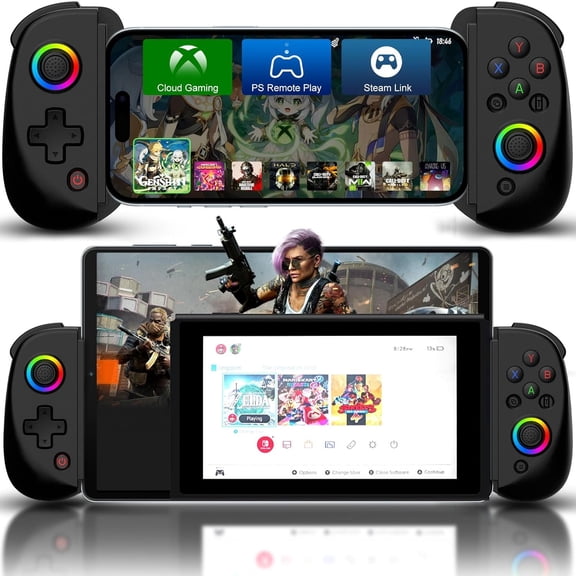 Mobile Gaming Controller for iPhone/iPad/Tablet, Android Wireless with Hall Effects Joysticks, Support PC/Switch, Play Cloud Games/PS Remote Play/COD/Genshin Impact & More -
