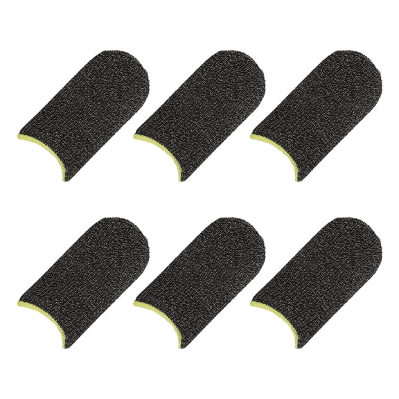 Mobile Gaming Finger Sleeve Controller Finger Thumb Sleeve Finger Gloves Black/Yellow, Silver Fiber, Pack of 6