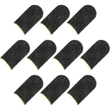 Mobile Gaming Finger Sleeve Controller Finger Thumb Sleeve Gloves Grey/Yellow, Copper Fiber Anti-Sweat Breathable, for Mobile Phone Game, Pack of 20