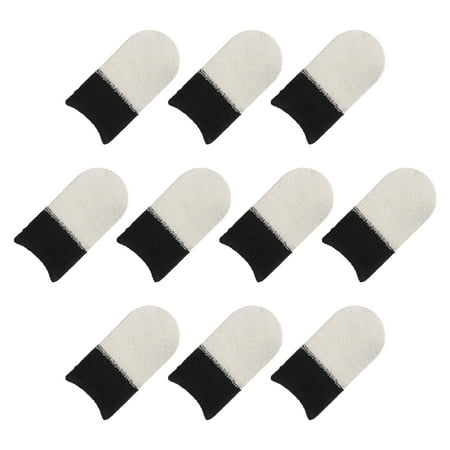 Mobile Gaming Finger Sleeves, Controller Finger Thumb Sleeve Gloves White Black, Anti Sweat Breathable, Pack of 20