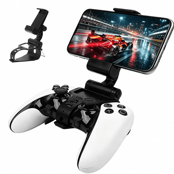 Mobile Gaming Phone Holder Clamp Compatible with PS5 DualSense Edge Wireless Controller, Adjustable Controller Phone Mount for PS5 Edge Gamepad, Fits 50‑85mm Width Cell Phones