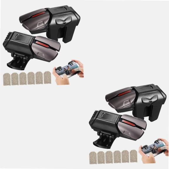 Mobile Gaming Triggers 2 Pairs Auxiliary Button Controller for Phone Black Handles Phone Handle Finger Sleeves for Gaming P-ubg Trigger Mobile Gaming Controller Game Accessories