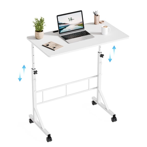 Mobile Height Adjustable Desk, 31.5 Inch Size, Locking Casps & Wheels, Practical Furniture for Home Office