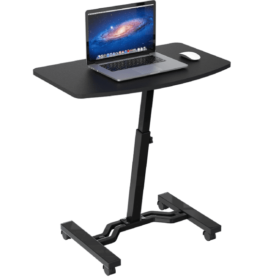 Mobile Height Adjustable Laptop Rolling Cart with Height Adjustment from 28" to 33", Black