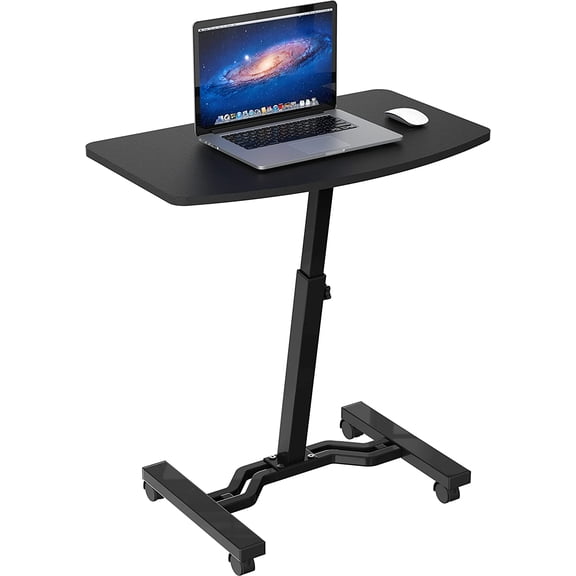 Mobile Height Adjustable Laptop Rolling Cart with Height Adjustment from 28" to 33", Black