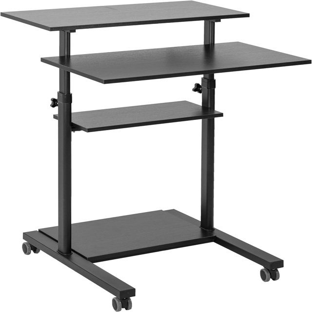 Mobile Height Adjustable Stand Up Desk with Computer Workstation