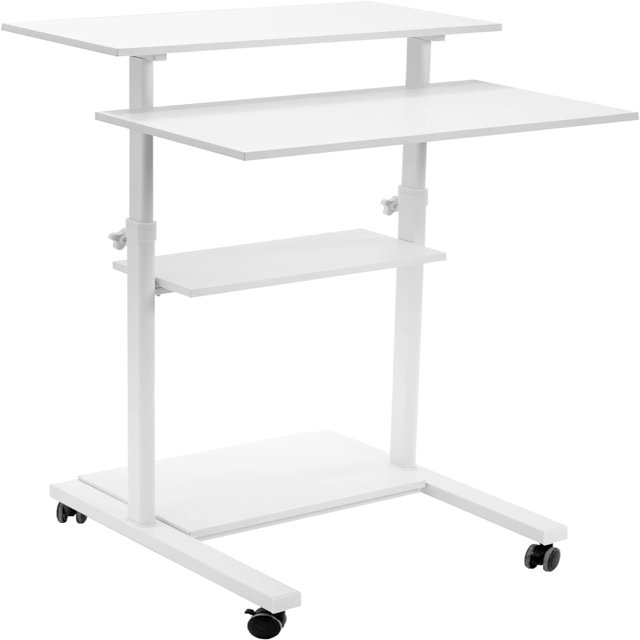 Mobile Height Adjustable Stand Up Desk with Computer Workstation