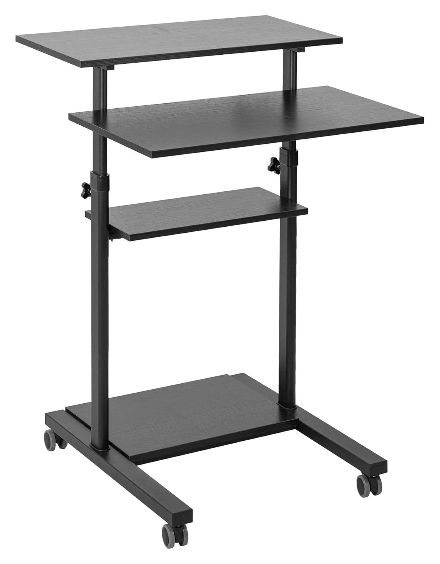 Mobile Height Adjustable Table Stand Up Desk with Storage, Computer