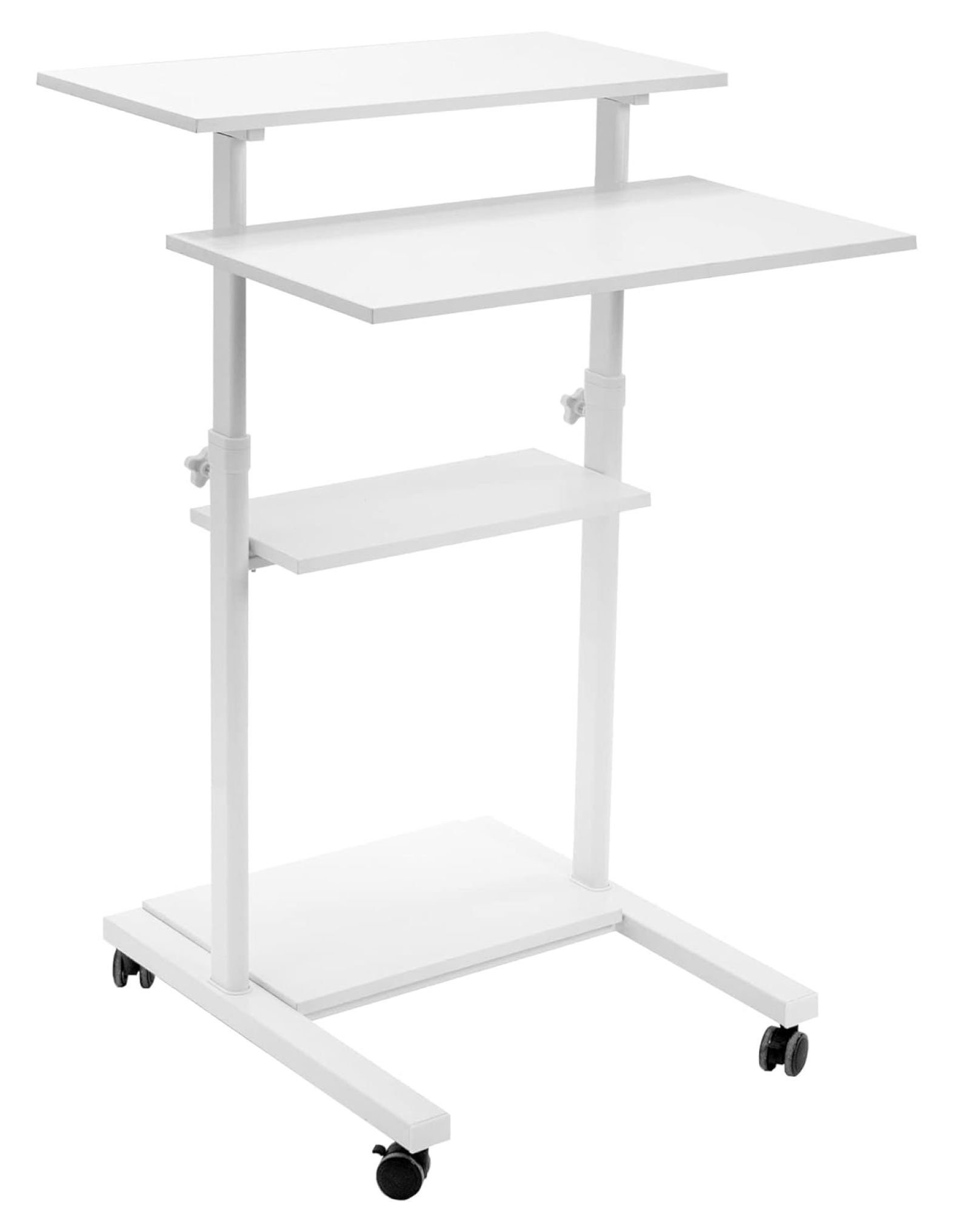 Mobile Height Adjustable Table Stand Up Desk with Storage, Computer