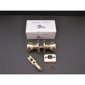 Mobile Home Door Knob Polished Brass Interior Door handle. Passage Non-Locking.