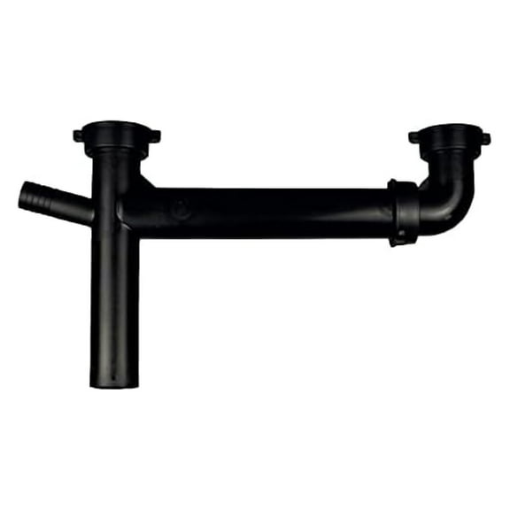 Mobile Home Kitchen Sink Drain for Double Bowl with Dishwasher Hookup - 1.5" Continuous Drain w/Tailpiece - Adjustable 11-17" Spread - Includes Nuts & TPR Washers Black