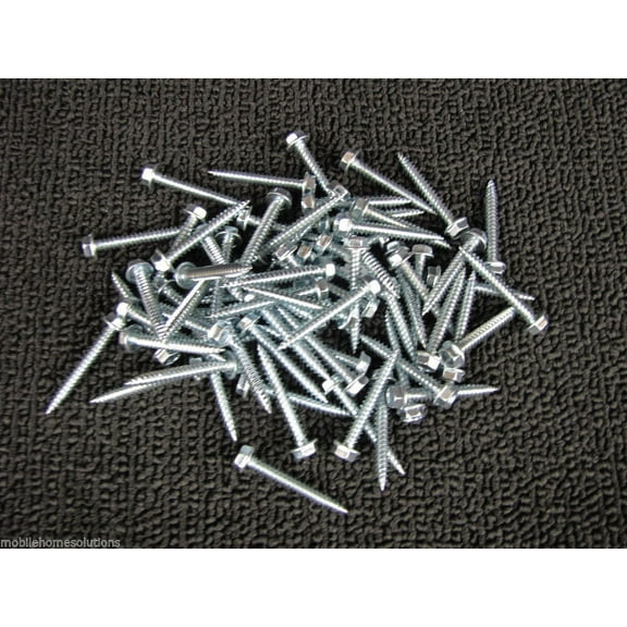 Mobile Home RV Parts 100ct #8 x 1.25" Hex Head Silver Screws Door, Window & Vent