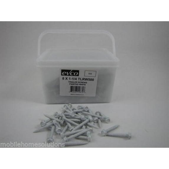 Mobile Home RV Parts 500ct #8 x 1.25" Hex Head White Screws Door, Window & Vent