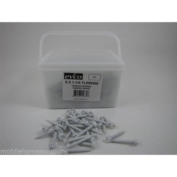 Mobile Home RV Parts 500ct #8 x 1.25" Hex Head White Screws Door, Window & Vent