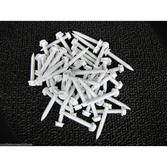 Mobile Home RV Parts 50ct #8 x 1.25" Hex Head White Screws Door, Window & Vent