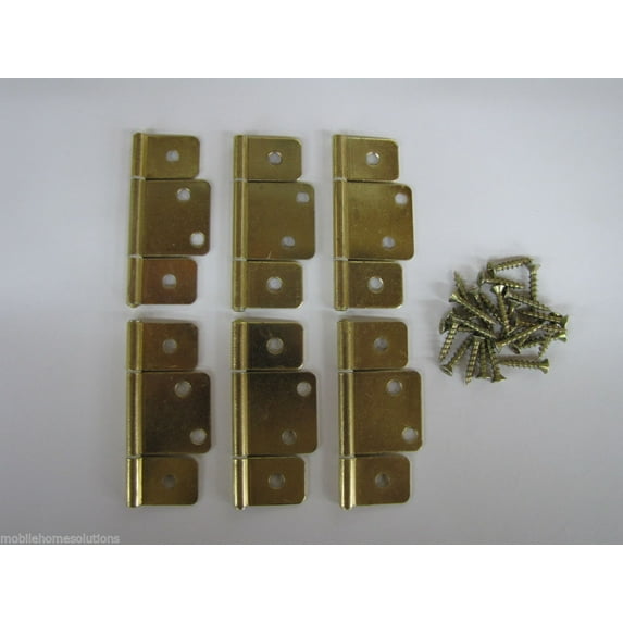 Mobile Home RV Parts Interior Door Hinges Package of 6 Non-mortise Brass Finish