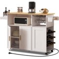 thumbnail image 1 of Mobile Kitchen Island,Island Table for Kitchen with Power Socket, Rolling Island Table with Storage on Wheels (White Without countertop), 1 of 15