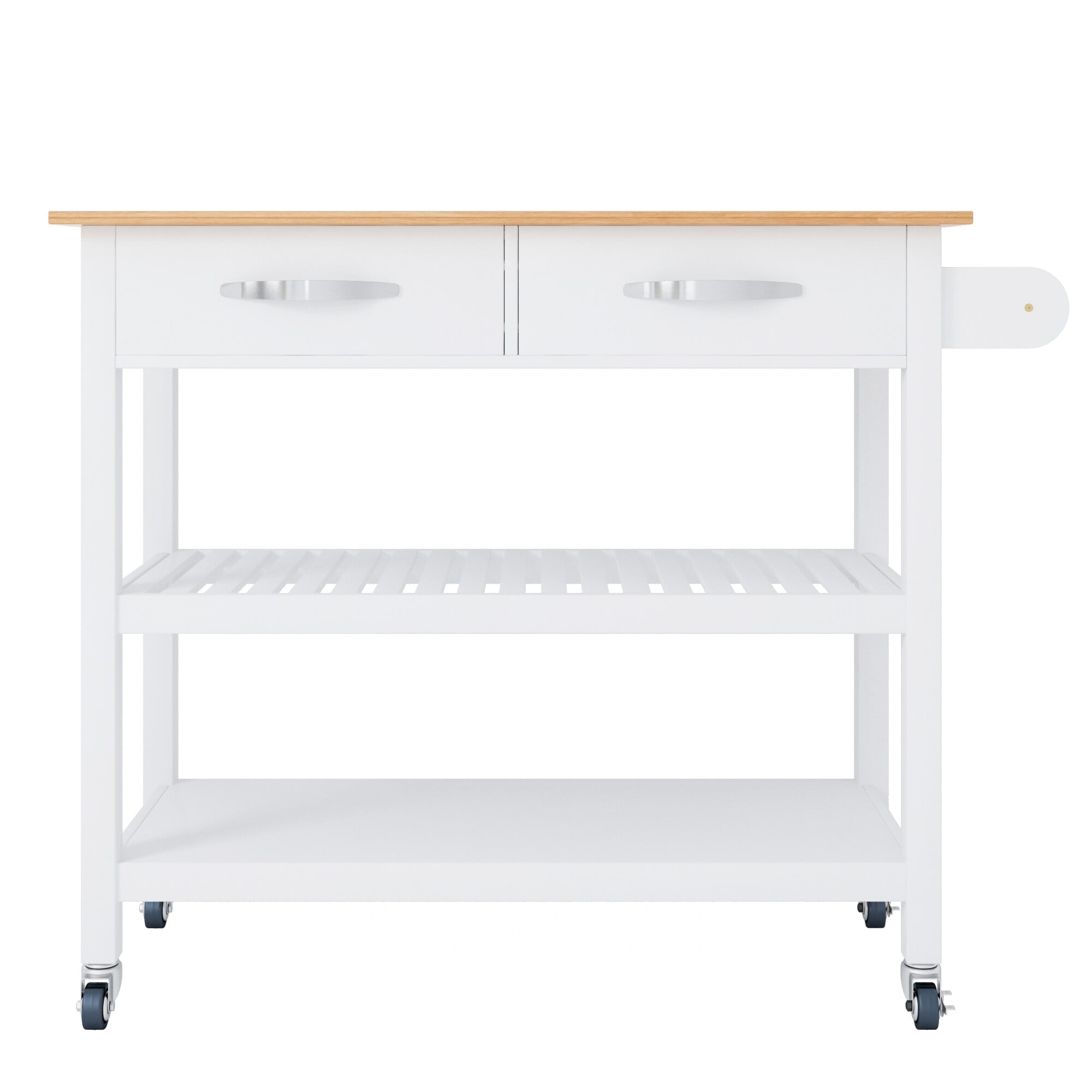 Mobile Kitchen Island Kitchen Cart with Two Lockable Wheels White