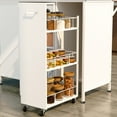 thumbnail image 1 of Mobile Kitchen Island with Storage Rolling Cart with Foldable Breakfast Bar 2 Doors 3-Tier Cabinet Drawers Hooks for Small Space Kitchen Dinning Room,White/Oak, 1 of 8