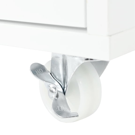 Mobile Kitchen Island with Storage Shelves | Adjustable Rotation for Table and Cabinet, White LED Lighting | MDF and High - quality Rubber Wood | Eliminate Kitchen Disorganization
