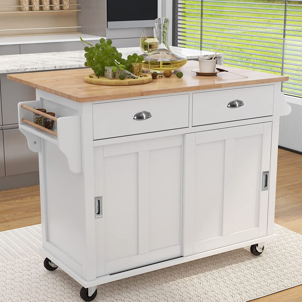 Mobile Kitchen Storage,Rolling Kitchen Island With DropLeaf Countertop