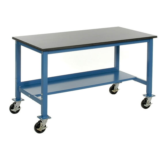 Mobile Lab Workbench, Phenolic Resin Safety Edge, 72"W x 36"D, Blue