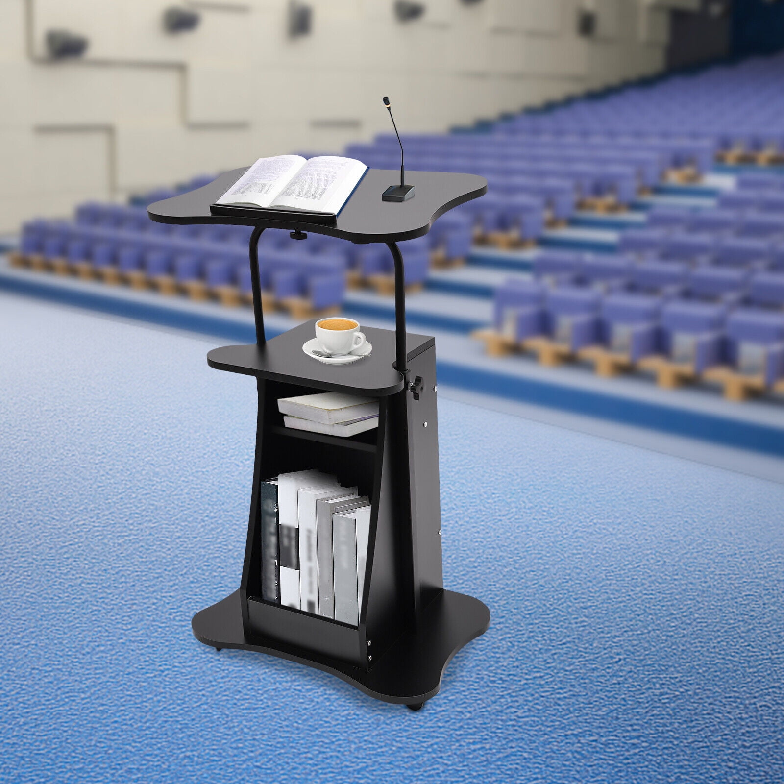 Mobile Laptop Podium Rolling Lectern Cart Laptop Desk with Wheels