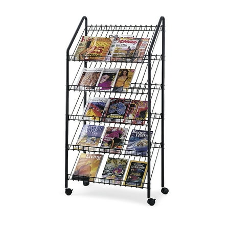 Mobile Literature Rack, Charcoal
