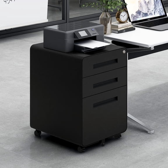 Mobile Locking File Cabinet, Rolling Filing Cabinet for Letter/A4 Size With 5 Wheels