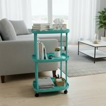 Mobile Mini Cart Side Table Bedside Table Nightstand with Wheels Small Apartment Furniture Rolling Side Table for Living Room Bedroom Portable Storage Table with Shelves