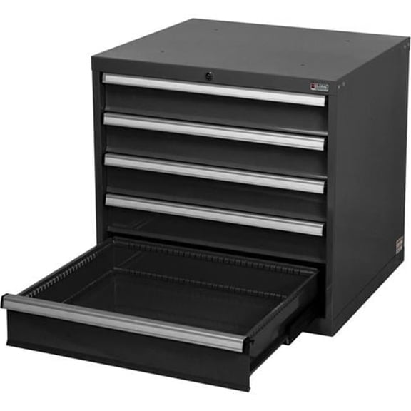 Mobile Modular Drawer Cabinet - Black - 5 Drawers with Lock - Heavy-Duty Steel