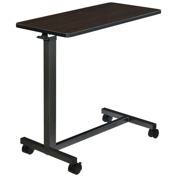 Global Industrial Overbed Table With H-Base Walnut Laminate Tabletop