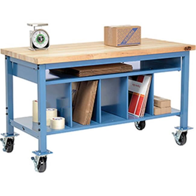 Butcher Block Square Mobile Packaging Workbench Maple Butcher Block Square Edge with Lower ...