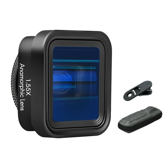 Mobile Phone Anamorphic Movie Lens 1.55X Deformation Filmmaking Lens Phone Moive Lens with Universal Lens Clips Carry Bag Replacement for iPhone 15/14/13/12/11