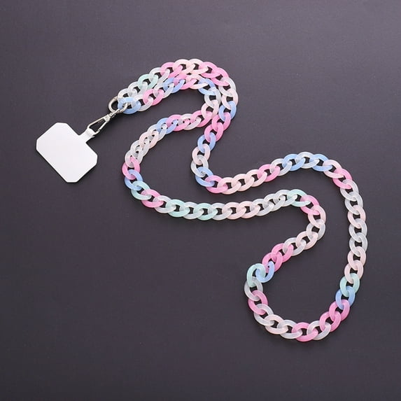 Mobile Phone Anti-lost CrossBody Long Chain Lanyard Neck Rope Strap Women Acrylic Jelly Rainbow 55inch